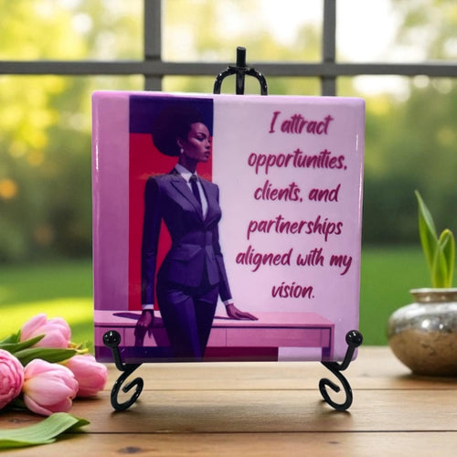 Business Attraction Affirmation Decor Plaque w/ Stand