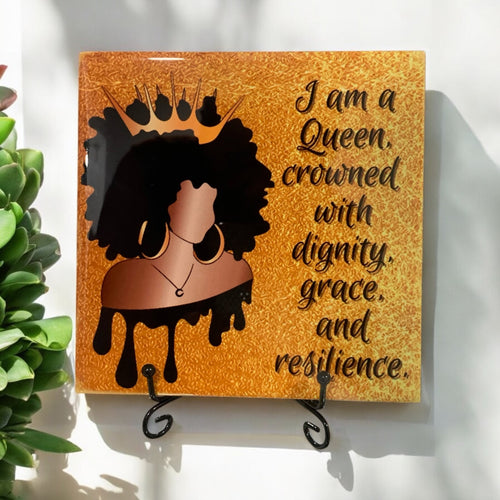 Queen Affirmation Decor Plaque w/ Stand