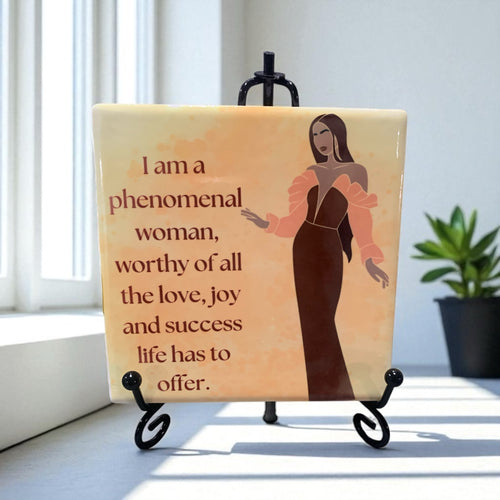 Phenomenal Woman Affirmation Decor Plaque w/ Stand